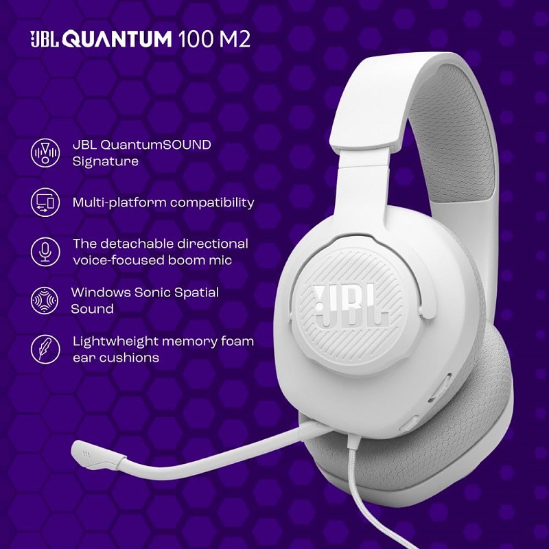 هدست با سیم جی بی ال Quantum 100 M2 سفید