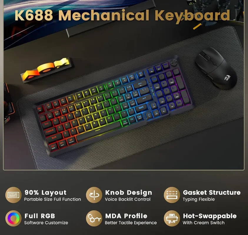 کیبورد بی سیم/با سیم ردراگون Bragi Pro K688 GB