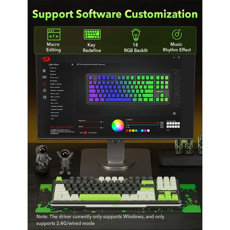 کیبورد بی سیم/با سیم ردراگون WILDSLASH PRO K734 BWG