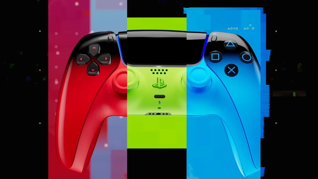 دسته PS5 قرمز مشکی - Techno Red